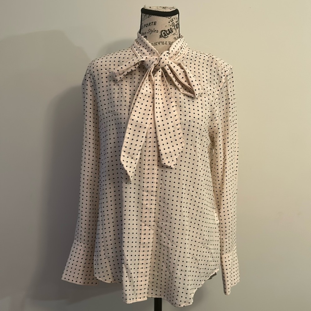 Equipment Polka Dot Tieneck 100% Silk Blouse - size S